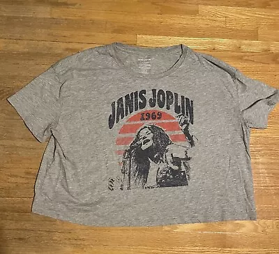Buy Janis Joplin 1969 Womens Short Sleeve Extra Large Gray Logo Shirt • 9.34£