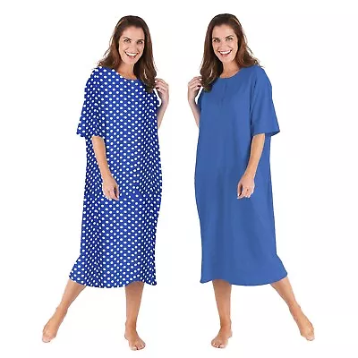 Buy CATALOG CLASSICS Womens Nightgown Henley Night Shirt 100% Cotton Night Gown • 28.34£