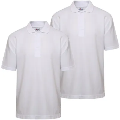 Buy Pack Of 2 Unisex Kids White Polo T Shirt Plain Boys Girls School Uniform Casual • 13.89£