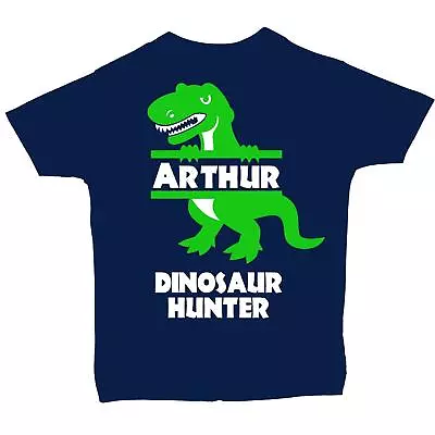 Buy Personalised Name Dinosaur Hunter Baby, Children T-Shirt, Top T Rex • 9.49£