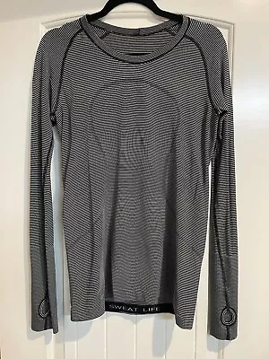 Buy Lululemon Swiftly Tech Top Womens  Size 10 Black/white Long Sleeve Pullover • 7.71£