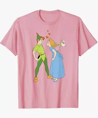 Buy Pink Disney Peter Pan And Wendy Darling Kiss Valentine’s Day T-Shirt Unisex XXL • 9.99£