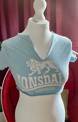 Buy Lonsdale London Cropped Pale Blue T-shirt Crop Top Size 8 Vintage / Retro • 5£
