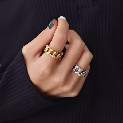 Buy Cool Chain Adjustable Ring Fashion Gold Silver Womens Girl Men Jewellery Gift UK • 4.79£