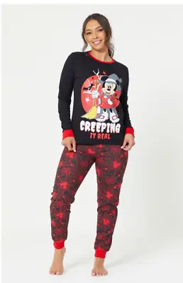 Buy New Disney Ladies Plus Size 20-22 Mickey Mouse Jersey Halloween Pyjamas Set • 4.99£
