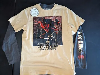 Buy Marvel Boys Miles Morales Spider-Man LS-SS 2 Pack T-Shirts Licensed L 10/12 • 8.84£