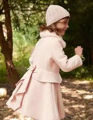 Buy Monsoon Girls Pink Bow Fur Coat Princess Dress School Jacket Age 3 - 13 Years • 34.99£