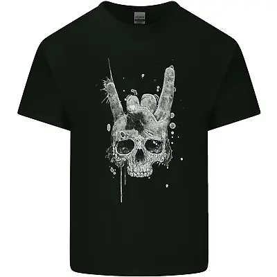 Buy Rock N Roll Music Salute Skull Biker Gothic Kids T-Shirt Childrens • 7.48£