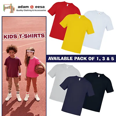 Buy Kids T-Shirts Boys Girls Plain Cotton Six Colours School Uniform Tops Wholesale • 13.50£