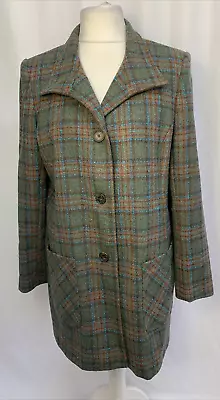 Buy House Of Bruar Women's Coat Vintage UK14 Jacket Green Check Wool Blend E1578 • 59.99£