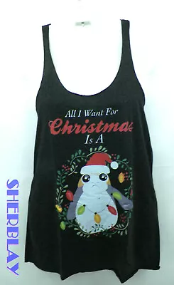 Buy Womens Junior Star Wars Porg All I Want Christmas Holiday Graphic Tank Top Shirt • 13.06£