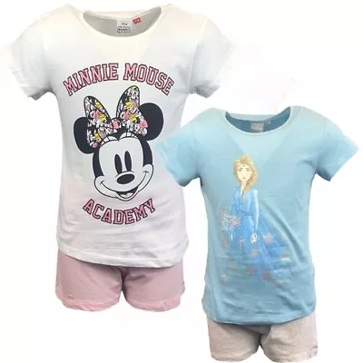 Buy Girls Kids Disney Minnie Frozen Short Sleeve Pyjamas T-Shirt Shorts Age 3-8years • 5.49£