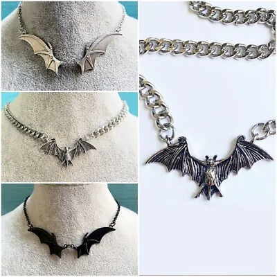 Buy Gothic Bat Wing Pendant Necklace Women Men Halloween Party Punk Jewelry Gifts • 4.02£