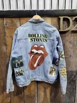 Buy Rolling Stone CUSTOMISED Vintage 80's 90's Trucker Denim Jeans Jacket S-XXL • 34.99£