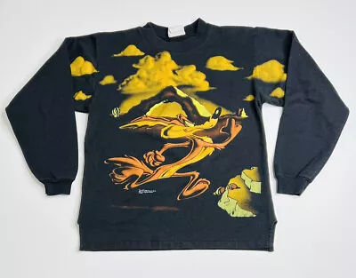Buy Vintage 1995 Looney Tunes Wile E Coyote Long Sleeve Crew Neck Youth Large 12-14  • 47.35£