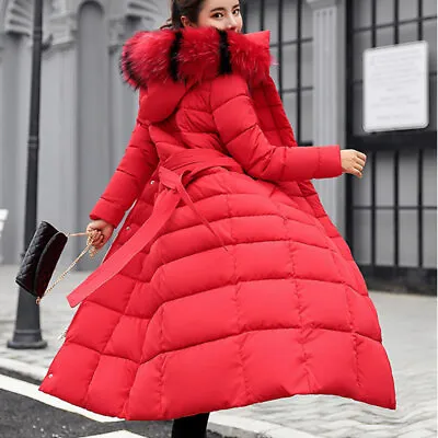 Buy Winter Warm Women Puffer Fur Collar Long Quilted Parka Ladies Coat Hooded Jacket • 47.99£