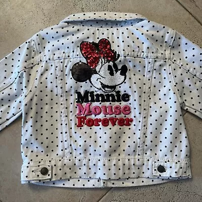 Buy NWT Youth Girls Disney Store Minnie Mouse White Denim Jean Jacket Size 4 • 22.70£