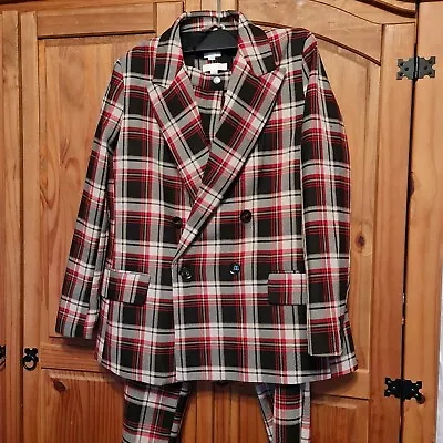 Buy HM Double Breasted Jacket Size UK16 Red/Black Check Tartan • 9.99£