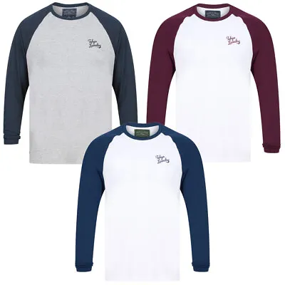 Buy Tokyo Laundry Men's Long Sleeve Top Plain Cotton Jersey Baseball T-Shirt Raglan • 13.99£