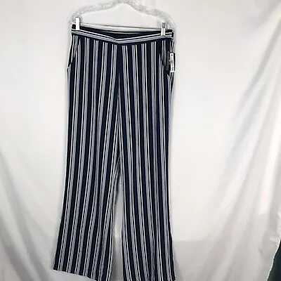 Buy New By And By Resort Pants Black White Striped Wide Leg Stretchy Plus Size L • 14.21£