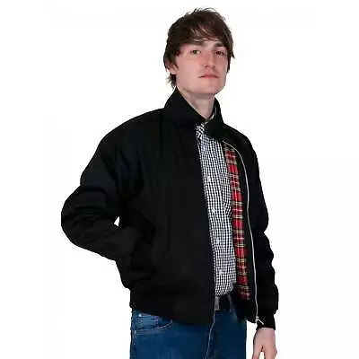 Buy Relco Black Harrington Jacket With Red Tartan Lining • 32.95£