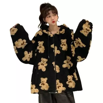 Buy Teddy Bear Fleece Fluffy Zipped Womens Hoodie Cute Kawaii Cotton Rich Warm Thick • 21.59£