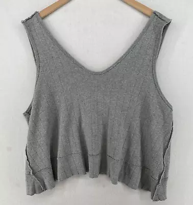 Buy WE THE FREE Tank Top XL Ribbed Jersey Cropped Scoop Neck Deep V-Back Cotton Gray • 21.25£