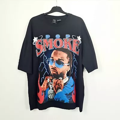 Buy Bershka Mens T-Shirt Pop Smoke Printed Black Size Medium • 15£