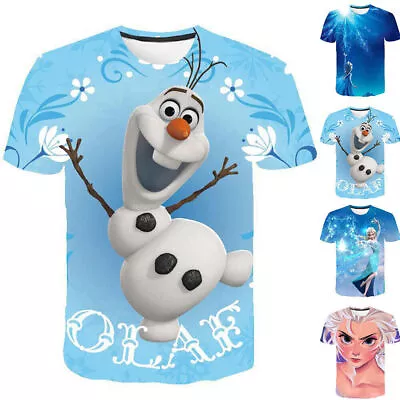 Buy Boys Girls Frozen Shirts Breathable Soft Tops Childs Cartoon T-Shirts Summer UK • 9.57£