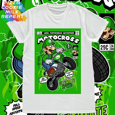 Buy Super Mario Luigi Retro Motocross Video Game Men's Women's Unisex Adults T-shirt • 11.95£