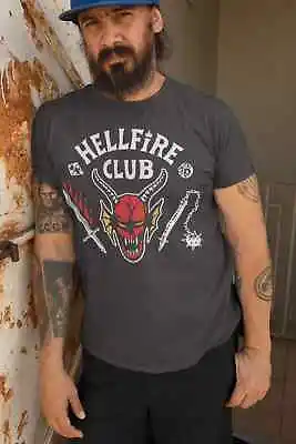 Buy Stranger Things Official Netflix Hellfire Club T -Shirt - Mens  Grey - Large • 13.95£