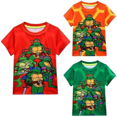 Buy Cartoon Ninja Turtles T-shirt Kids Short Sleeve Tee Shirt Summer Top • 9.66£