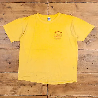 Buy Vintage Russell Athletic Logo T Shirt XL 80s USA Made Fire Dept Yellow Tee • 27.99£