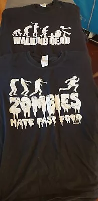 Buy 2 X Women's T-shirts! Zombies Hate Fast Food! Walking Dead! Size Small! • 4.99£
