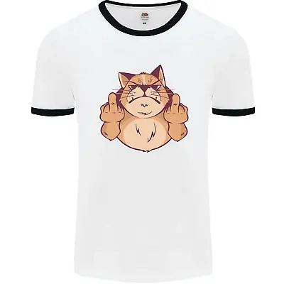 Buy Grumpy Cat Finger Flip Offensive Funny Mens Ringer T-Shirt • 9.99£