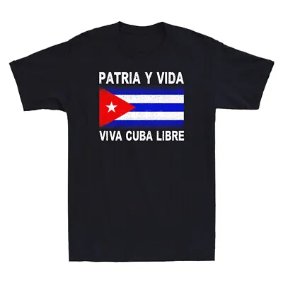 Buy Free Cuba Patria Y Vida Viva Cuba Libre Cuba Flag Cuban Revolution Men's T-Shirt • 17.99£