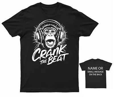 Buy Crank The Beat Monkey Headphones T-Shirt - Music Enthusiast Graphic Tee - Party • 13.95£