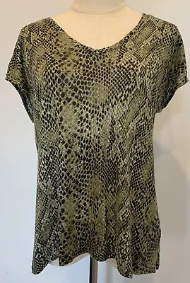 Buy WITCHERY Women's TOP Size XS   100% LINEN Green Snakeskin Print  T-Shirt • 11.28£