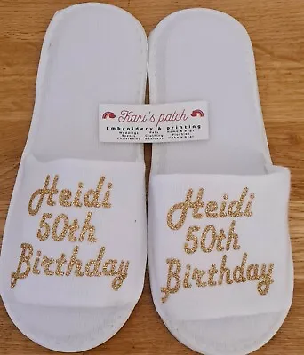 Buy Personalised Name / Message  -any Colour🧣single Use Spa Slippers Party Birthday • 4.85£