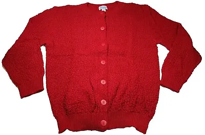 Buy Brunny Unisex Adult Sz Lg Red Knit Cardigan Button Up Christmas Sweater Vtg • 9.91£