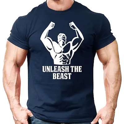 Buy Unleash The Beast Gym T-Shirt Mens Gym Clothing | Workout Training Bodybuilding • 8.99£