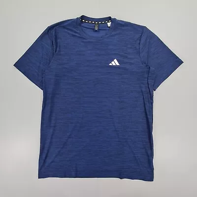 Buy Adidas Mens T Shirt Blue Medium Training Essential Melange Short Sleeves IA3901 • 14.99£