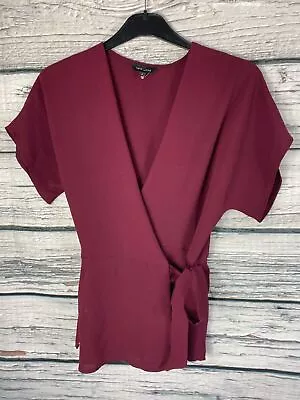 Buy Womans Size 8 Blouse Wrap Slouch T-shirt Short Sleeve Purple New Look 258 • 5.95£