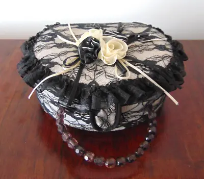 Buy Jewellery Box/Case Gothic Style Black Lace Padded Jewellery Box (used). • 9.99£
