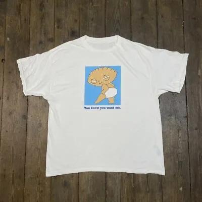 Buy Family Guy T-Shirt Stewie Y2K Graphic USA Short Sleeve Tee, White, Mens 2XL • 45£