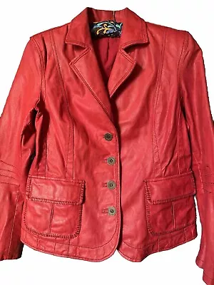 Buy Vintage Red Leather Jacket Size12/14 • 20£