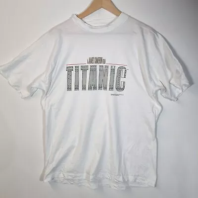 Buy Vintage Titanic Promotion T-Shirt Hanes Size XL White 1998 Short Sleeve • 28.99£