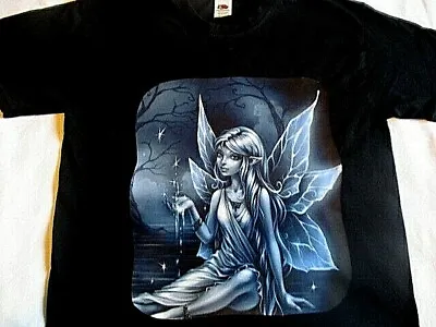Buy Women's Blue Gothic Fairy  T-shirt Night Scene With Stars Pool Overarching Trees • 17.99£