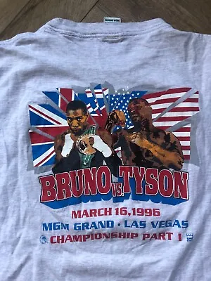 Buy Vintage MIKE TYSON X BRUNO 1996 Boxing T-Shirt - XXL - MGM CHAMPIONSHIP MERCH • 112£