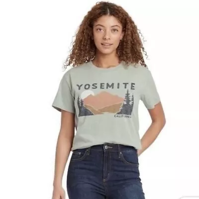 Buy Yosemite California Graphic Tee Moon Mountain Green Womens Medium Zoe Liv Shirt • 9.46£